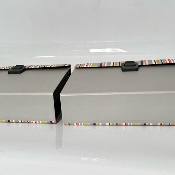 2 Expanding Accordion File Boxes with Latch and Handle Gray/ Muti color stripes - Picture 11 of 14